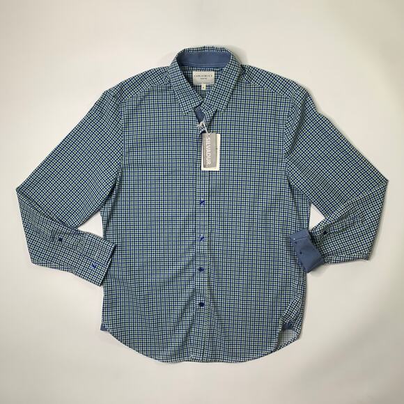 ConStruct Shirt Mens M Medium SLIM Fit Stretch Check Long Sleeve Gingham Check - Picture 2 of 12